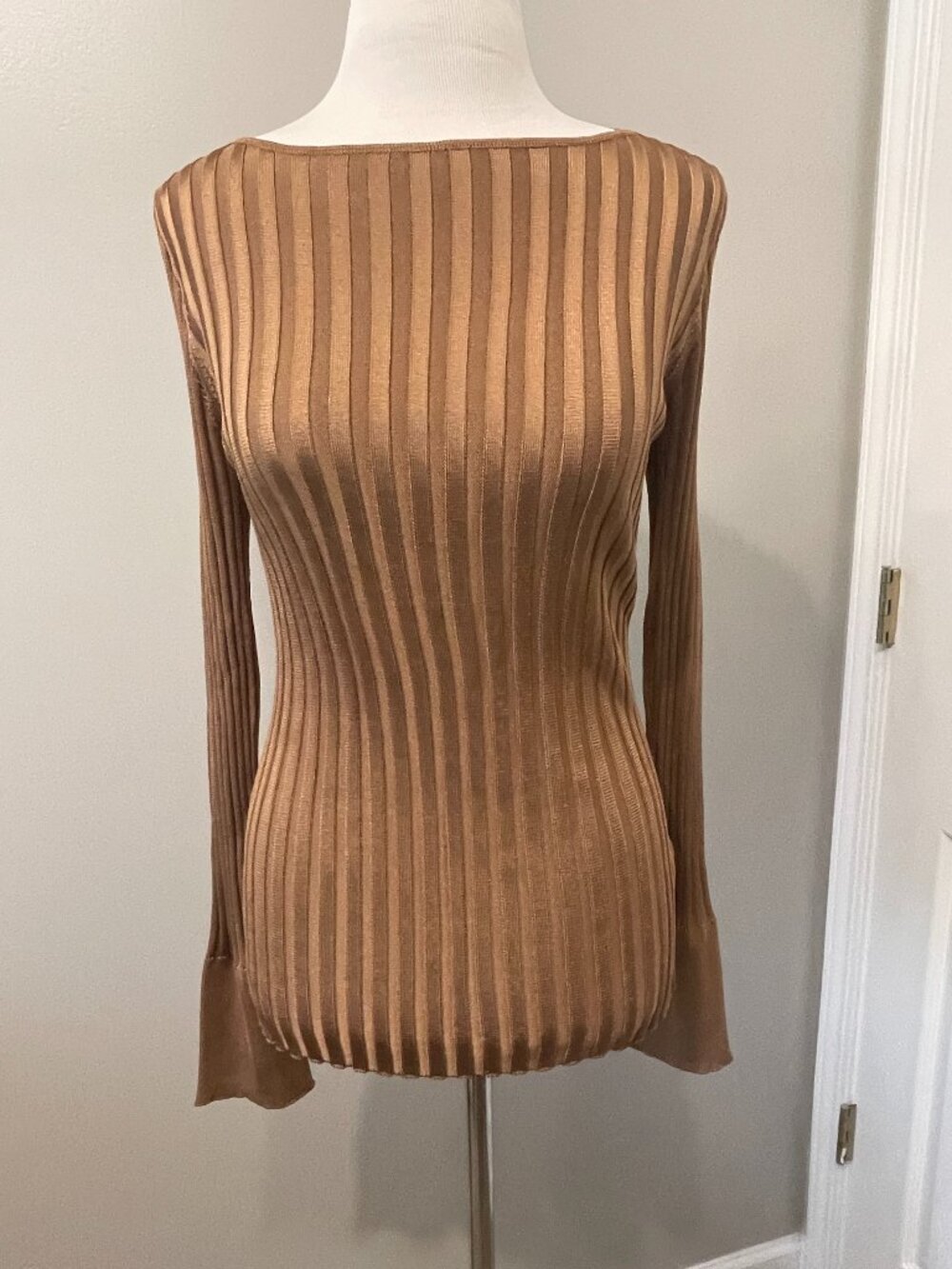 Free People Fine Gauge Layering Sweater Size M Bronze Metallic